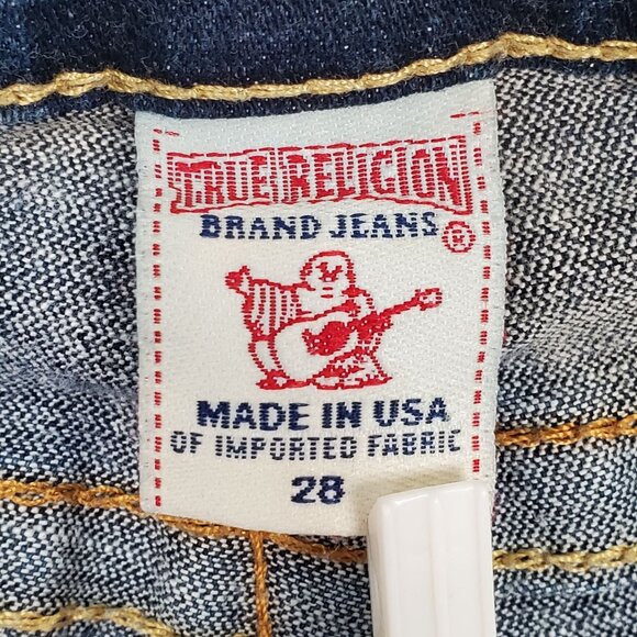 True Religion Women 28 Jeans Dark Low Rise Skinny Stretch Denim Classic Logo - Picture 9 of 13